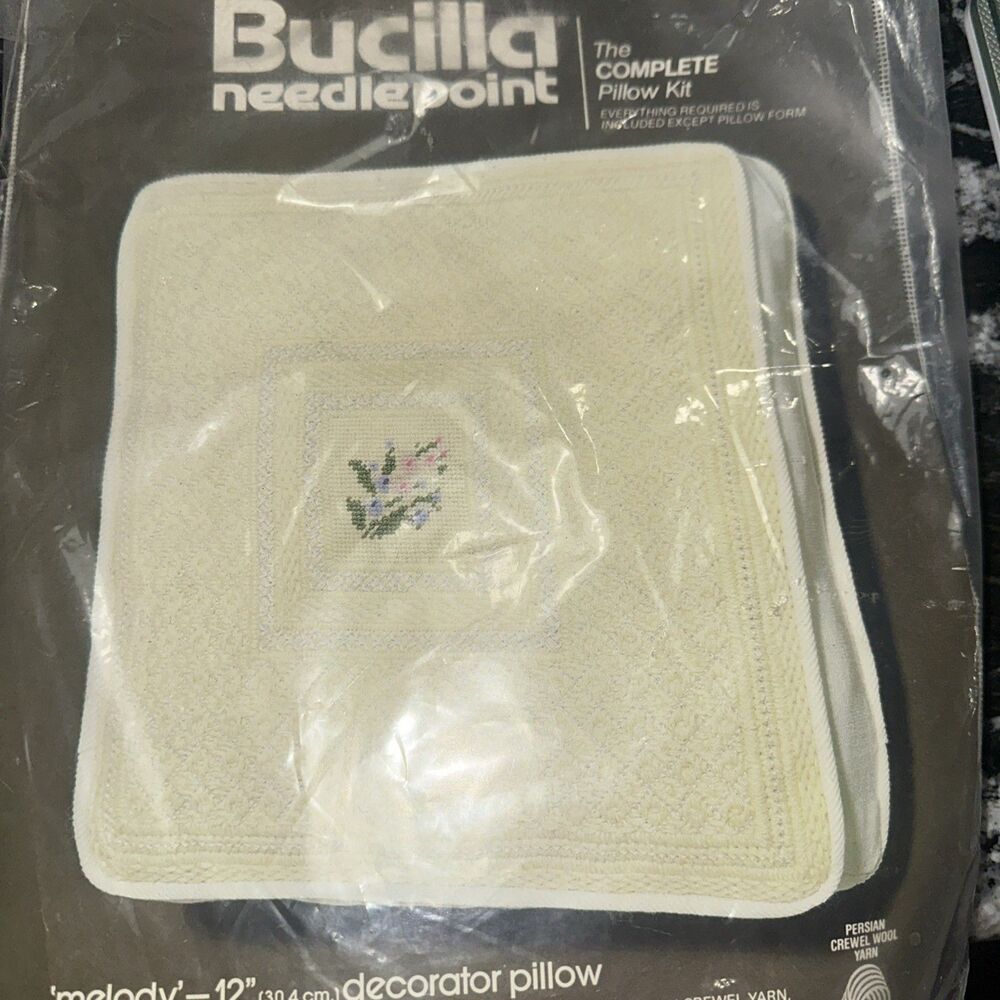 Vintage Bucilla  Needlepoint Pillow Kit 4198  NOS Melody 12"- Square Sealed